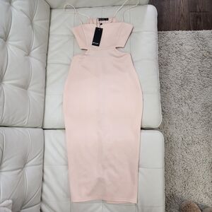 Nasty Gal Pink Spaghetti Strap cut Out Midi Dress  NWT SIZE 6